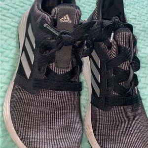 Adidas Black Sneakers with Knit Upper and Ribbed Texture